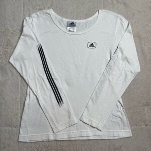 Vintage 90s Adidas White Long Sleeve Logo T Shirt Women’s M USA Made Vtg Retro